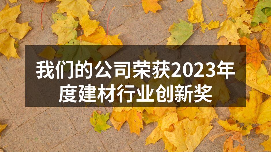 我们的公司荣获2023年度建材行业创新奖